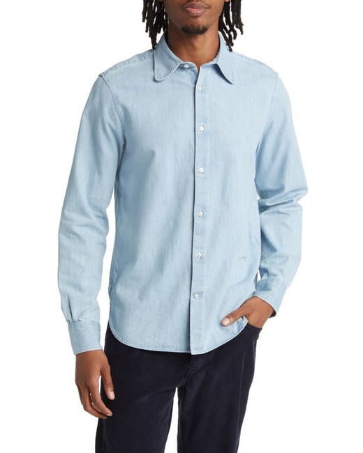 Officine Generale Dustin Washed Cotton Denim Button-Up Shirt in at Small