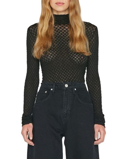 Frame Mesh Turtleneck in at Xx-Small