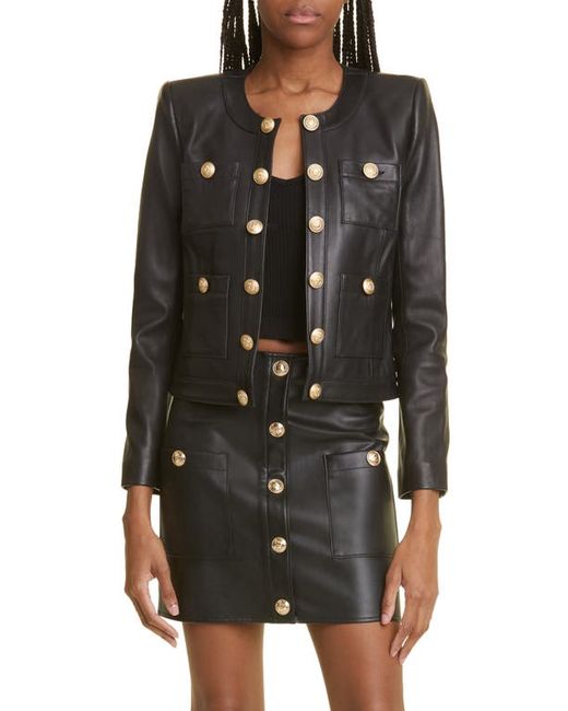 L'agence Jayde Collarless Leather Jacket in at 00