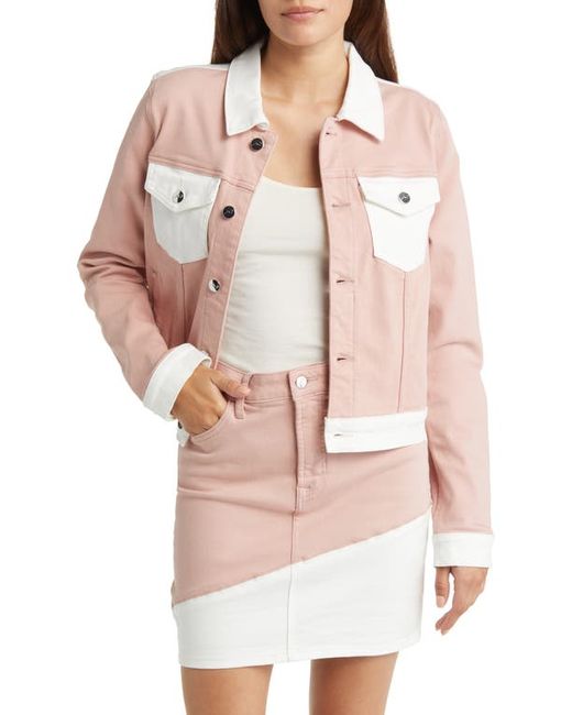JEN7 by 7 For All Mankind Colorblock Crop Trucker Jacket in at Large