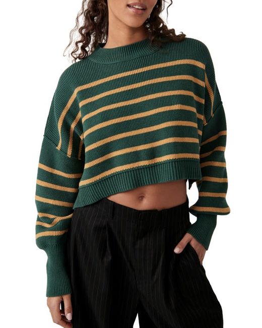Free People Easy Street Stripe Rib Crop Sweater in at X-Small