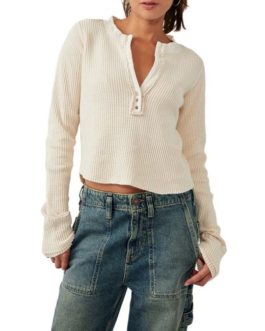 Free People Colt Long Sleeve Waffle Knit Henley in at X-Small