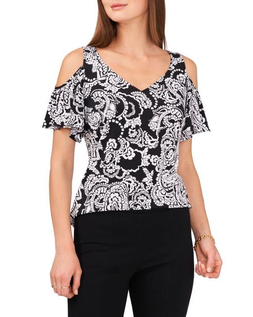 Chaus Print Cold Shoulder Top in Black at Small