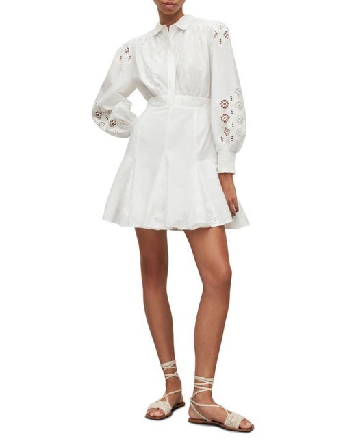 AllSaints Keeley Broderie Long Sleeve Dress in at 0