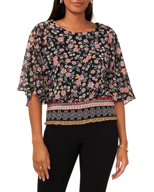 Chaus Smocked Floral Top in at Small