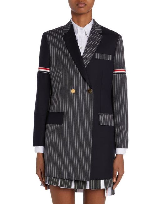 Thom Browne Fun-Mix Double Breasted Wool Gabardine Blazer in at 2 Us