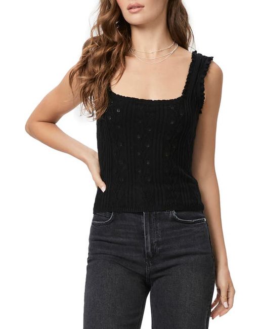 Paige Fosca Ruffle Organic Cotton Blend Pointelle Sweater Tank in at