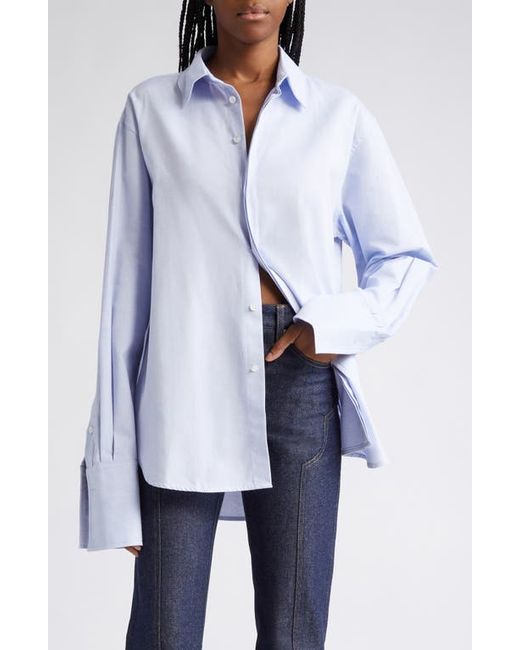 K.Ngsley Gender Inclusive Snider Splice Cotton Button-Up Shirt in White at X-Small