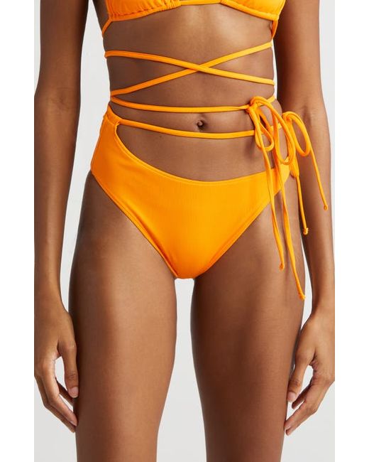 K.Ngsley Naomi Asymmetric Tie Waist Bikini Bottoms in at Small