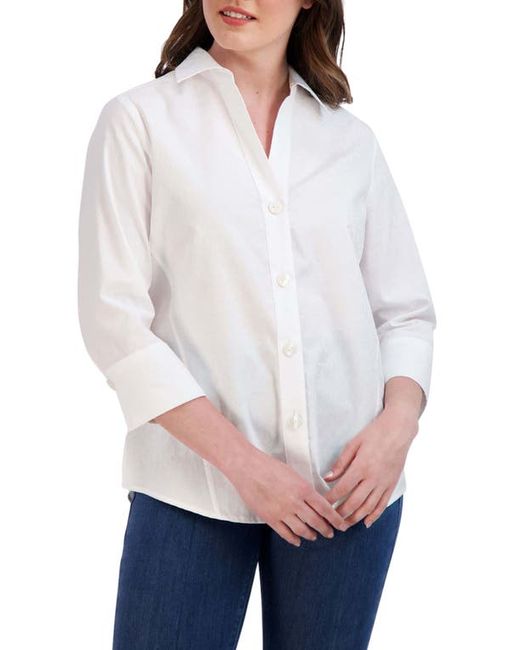 Foxcroft Paityn Jacquard Button-Up Shirt in at 2