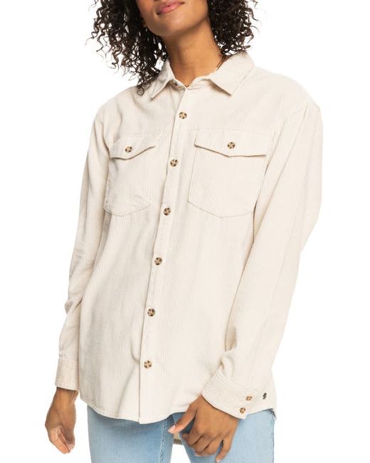 Roxy Let It Go Cotton Corduroy Button-Up Shirt in at X-Small
