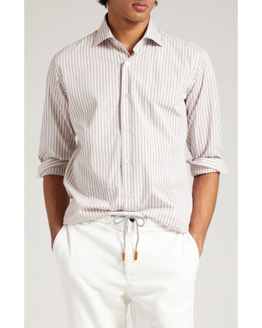 Eleventy Pinstripe Cotton Button-Up Shirt in at Small