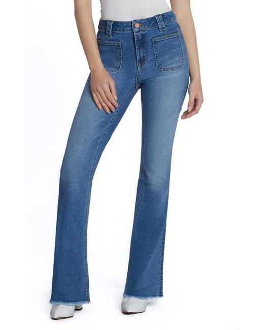Hint Of Blu Patch Pocket Flare Jeans in at 25
