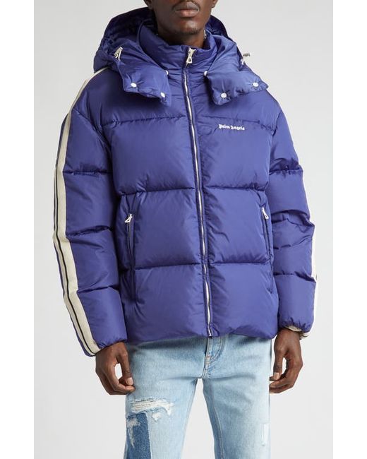 Palm Angels Hooded Down Puffer Track Jacket in at Small