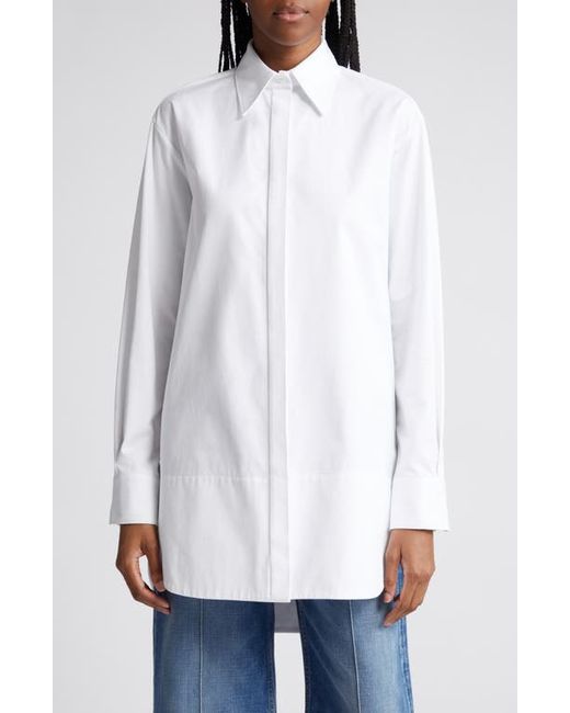 Brandon Maxwell The Jade Long Sleeve Cotton Button-Up Shirt in at 6