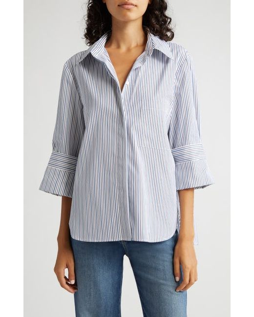 Twp Stripe Cotton Shirt in Black White at X-Small