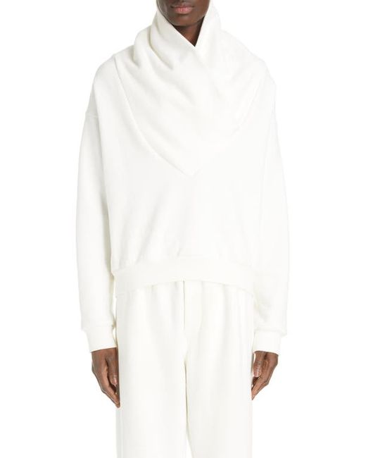 Saint Laurent Drape Neck Cotton Molleton Sweatshirt in at Medium