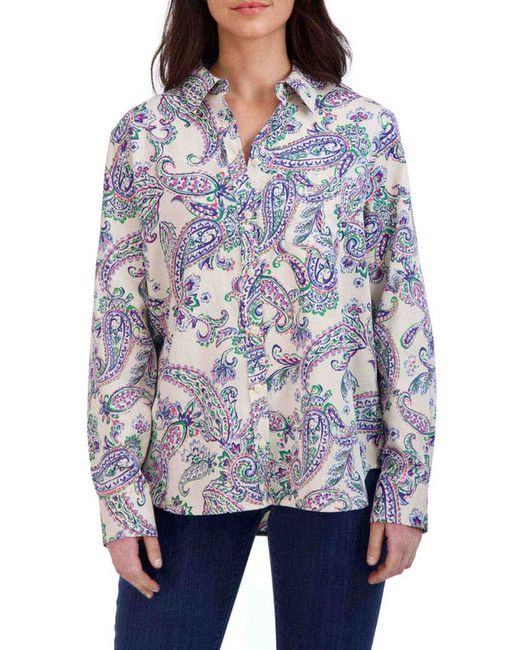 Foxcroft Paisley Print Cotton Blouse in at X-Small