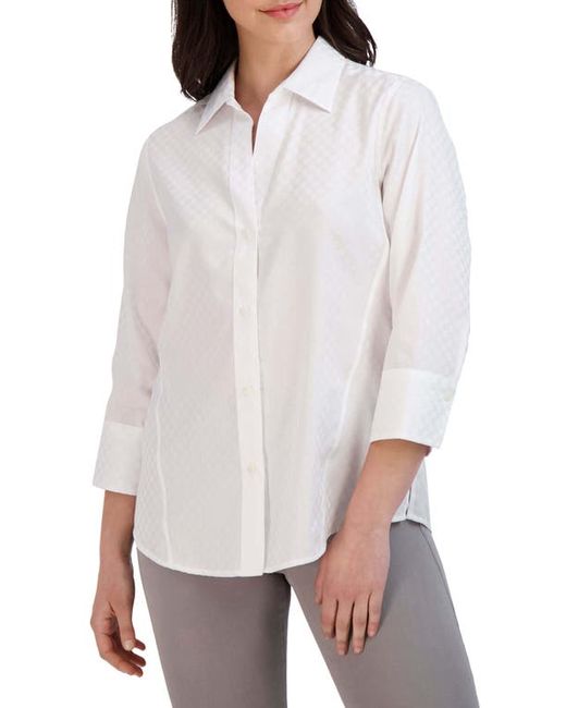 Foxcroft Paityn Jacquard Check Button-Up Shirt in at 2