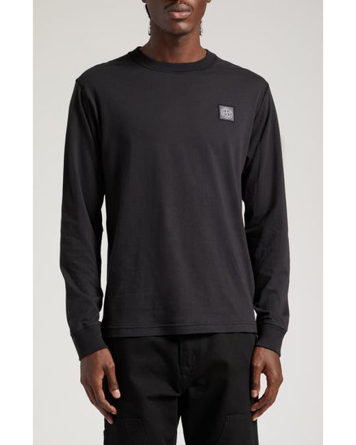 Stone Island Logo Long Sleeve Cotton T-Shirt in at Large