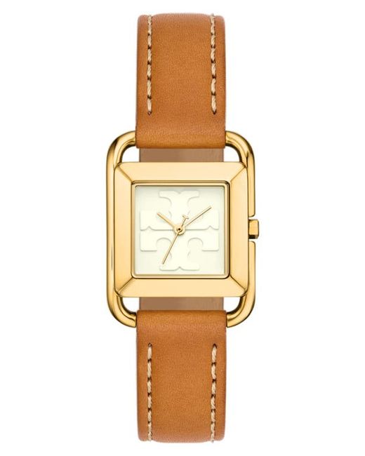Tory Burch The Miller Square Leather Strap Watch 24mm in at