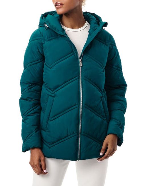 Bernardo Hooded Chevron Quilted Jacket in at X-Small
