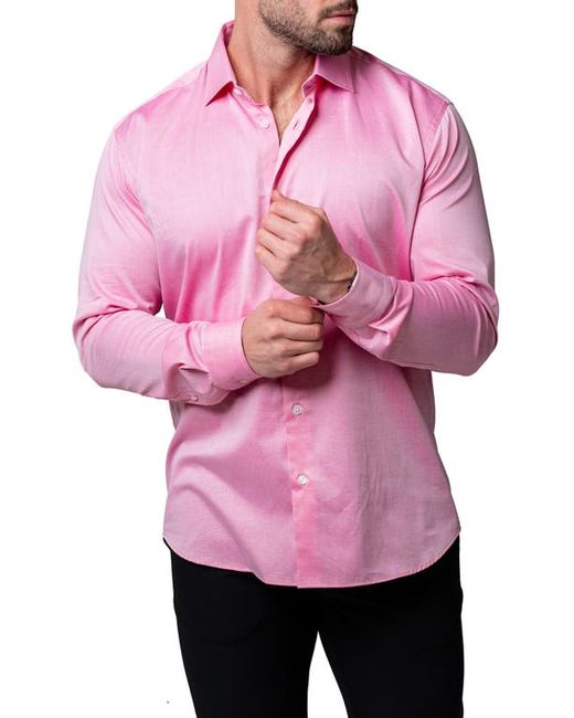 Maceoo Classic Fit Shiny Finish Button-Up Shirt in at 2