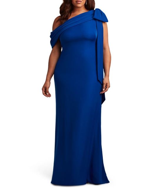 Tadashi Shoji One-Shoulder Bow Crepe Gown in at