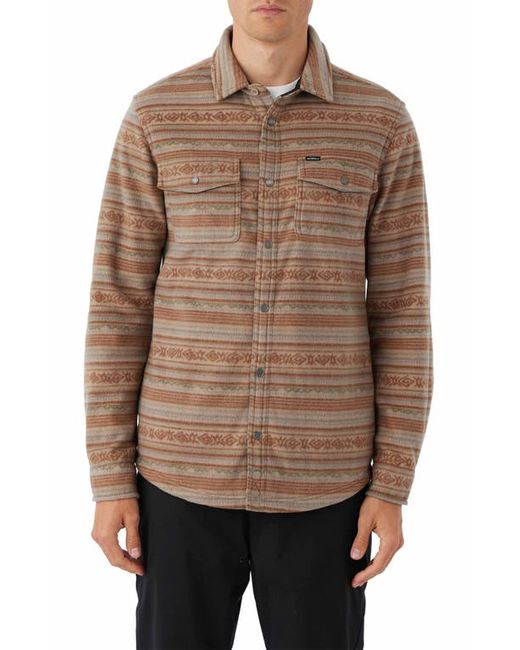 O'Neill Glacier Stripe Fleece Snap-Up Overshirt in at Small