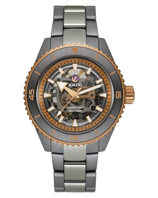 Rado Captain Cook High Tech Ceramic Skeleton Bracelet Watch 43mm in at