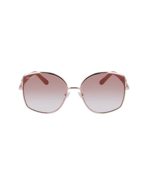 Ferragamo Gancini 57mm Gradient Oval Sunglasses in Rose Gold/Nude at