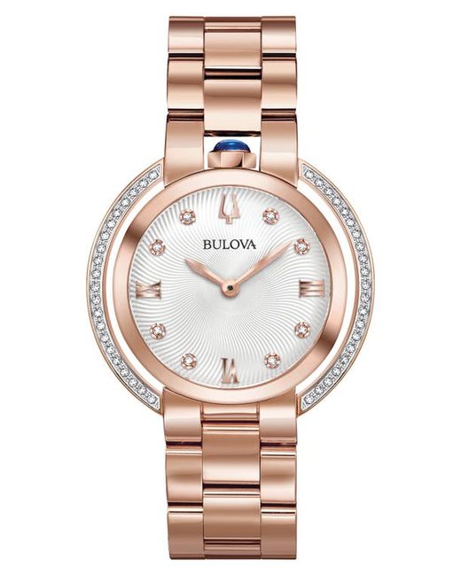 Bulova Classic Rubaiyat Diamond Bracelet Watch 35mm in Rose Gold-Tone at