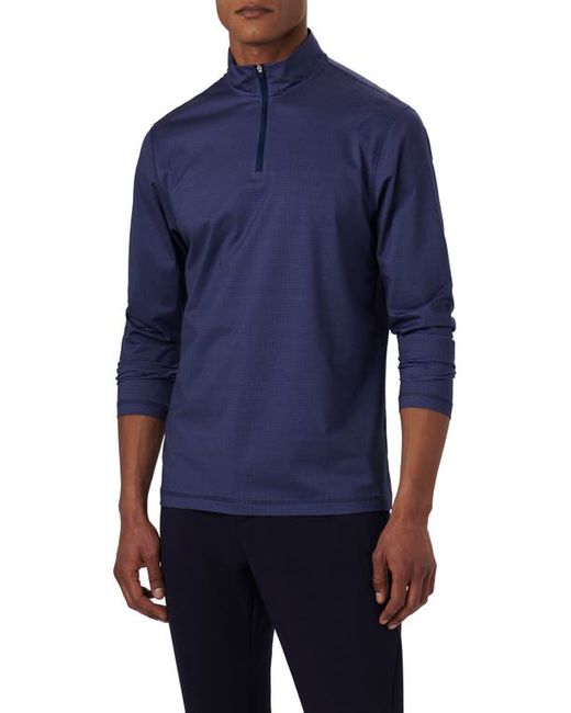 Bugatchi Anthony OoohCotton Pin Check Print Quarter Zip Pullover in at Small