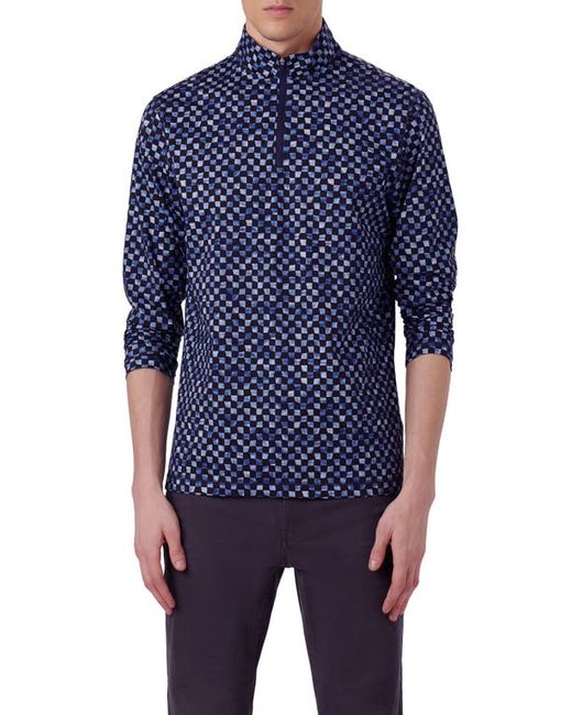 Bugatchi Anthony OoohCotton Warped Check Print Quarter Zip Pullover in at Small