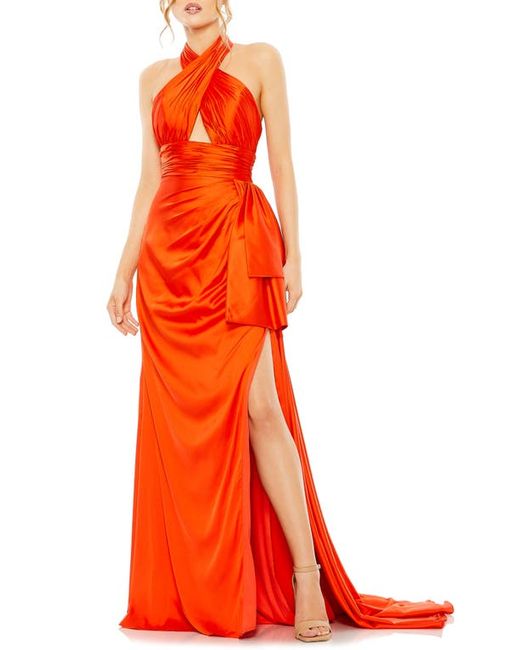 Mac Duggal Gathered Halter Gown in at 0