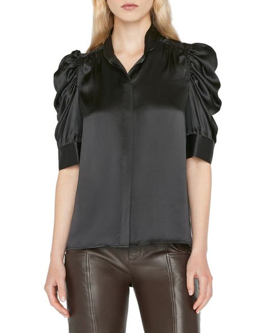 Frame Gillian Three-Quarter Sleeve Silk Button-Up Shirt in at X-Small