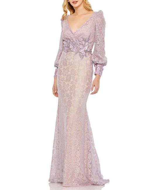 Mac Duggal Beaded Detail Lace Long Sleeve Gown in at 4