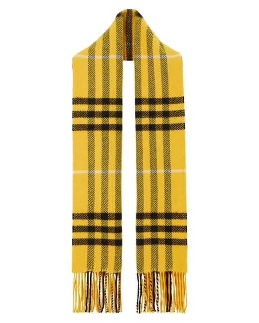 Burberry Tartan Check Wool Cashmere Fringe Scarf in at