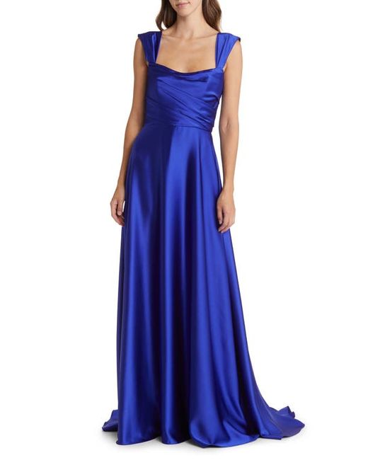 Amsale Off the Shoulder Satin Gown in at 0