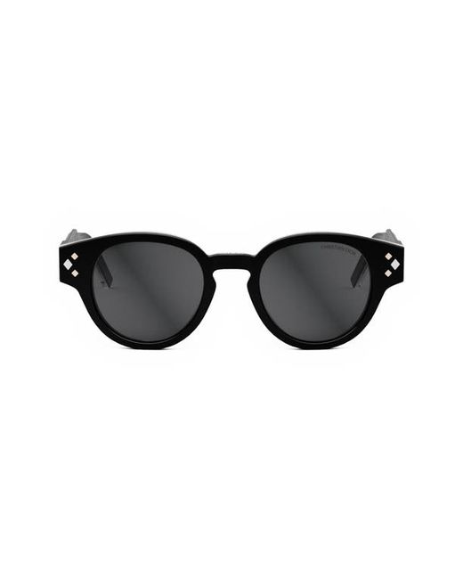 Dior CD Diamond R2I 48mm Small Round Sunglasses in Shiny Smoke at