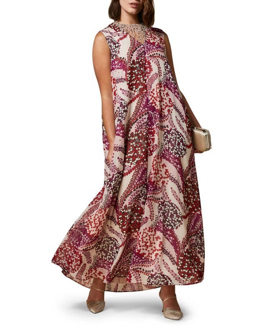 Marina Rinaldi Abstract Floral Sleeveless Silk Georgette Maxi Dress in at 14W