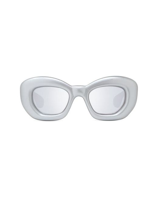 Loewe Inflated 47mm Butterfly Sunglasses in Grey Smoke Mirror at