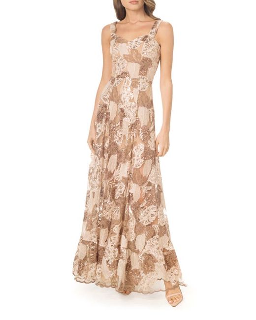 Dress the population Anabel Embroidered Sequin Sweetheart Neck Gown in at Xx-Small