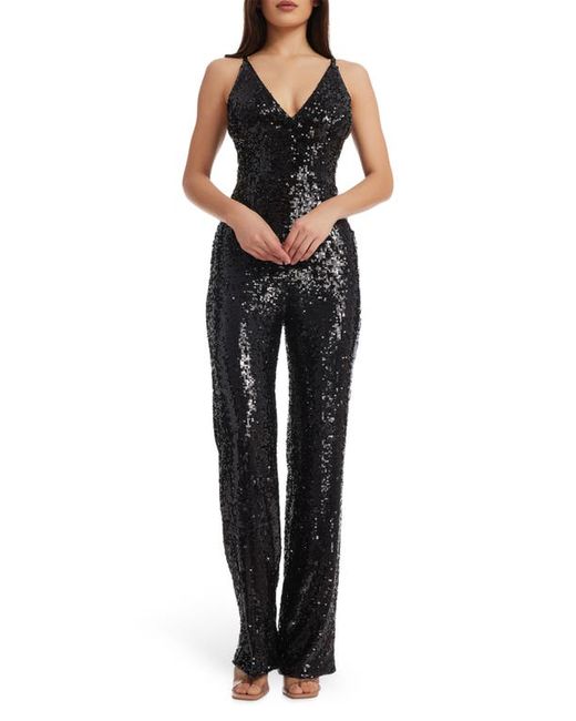 Dress the population Charlie Sequin Wide Leg Jumpsuit in at X-Small
