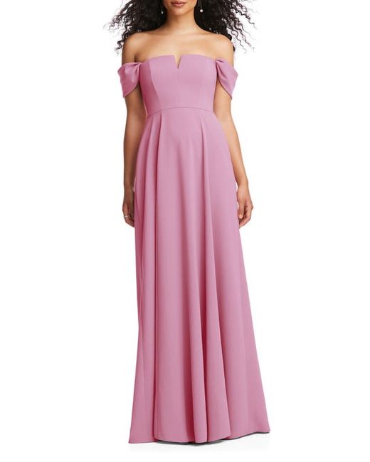 Dessy Collection Off the Shoulder Crepe Gown in at 0