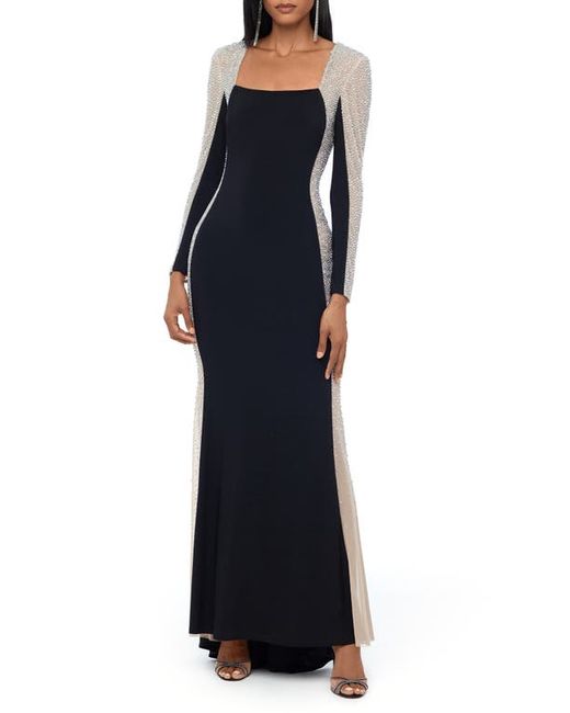 Xscape Keyhole Beaded Cap Sleeve Gown in at 10P
