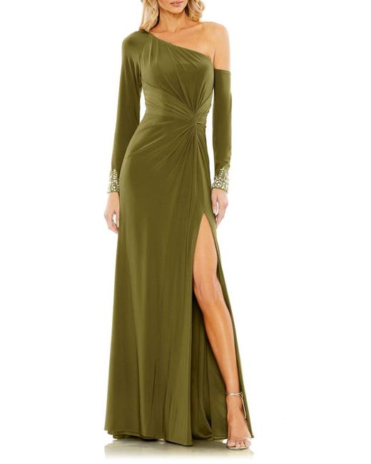 Mac Duggal One-Shoulder Long Sleeve Jersey Gown in at