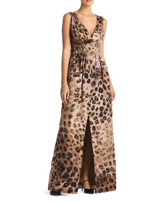 St. John Collection Painted Leopard Print Maxi Dress in at 4