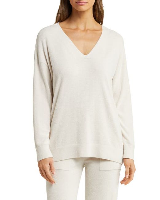 Barefoot Dreams High-Low Hem V-Neck Pajama Pullover Sweater in at X-Small
