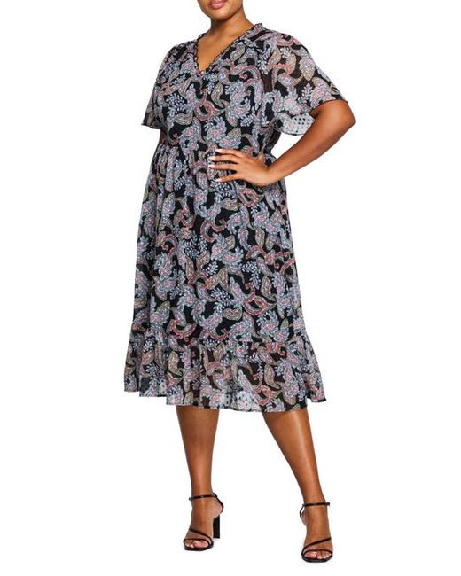 Estelle Maya Paisley Clip Dot Midi Dress in at 16W